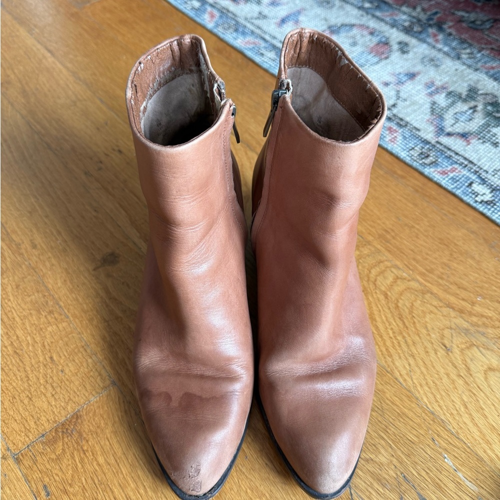 San Edelman Tan Leather Ankle Booties